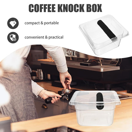 Coffee Knock Box Barista Dosing Station Clear Body Anti Slip Knock Bar Portable