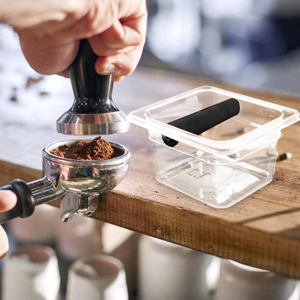 Coffee Knock Box Barista Dosing Station Clear Body Anti Slip Knock Bar Portable