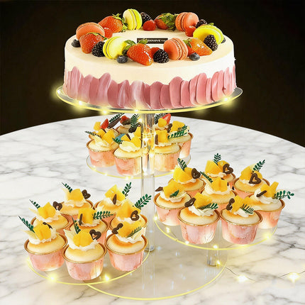 Acrylic Cake Display Stand 4PCS Multi Layer Clear Tiered Platter Wedding Party