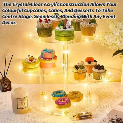 Acrylic Cake Display Stand 4PCS Multi Layer Clear Tiered Platter Wedding Party