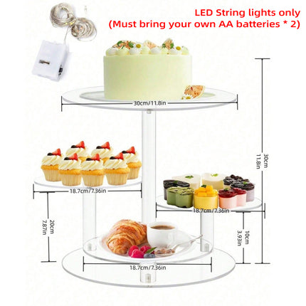 Acrylic Cake Display Stand 4PCS Multi Layer Clear Tiered Platter Wedding Party