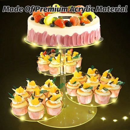 Acrylic Cake Display Stand 4PCS Multi Layer Clear Tiered Platter Wedding Party