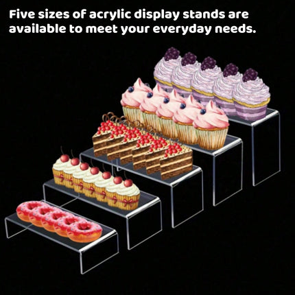 5PCS Clear Acrylic U-Shape Display Riser Set for Cake Cosmetics Retail Display