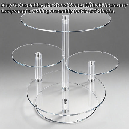 Acrylic Cake Display Stand 4PCS Multi Layer Clear Tiered Platter Wedding Party