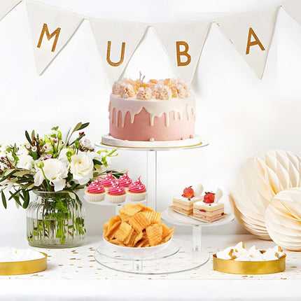 Acrylic Cake Display Stand 4PCS Multi Layer Clear Tiered Platter Wedding Party