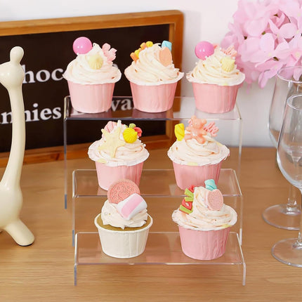 5PCS Clear Acrylic U-Shape Display Riser Set for Cake Cosmetics Retail Display