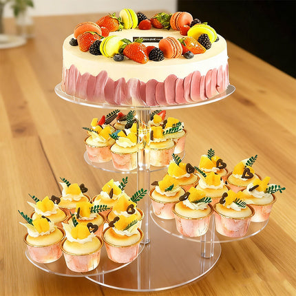 Acrylic Cake Display Stand 4PCS Multi Layer Clear Tiered Platter Wedding Party