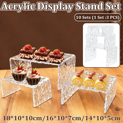 10 Sets Clear Acrylic Dessert Fruit Display Stand Party Wedding Bakery Shop Use