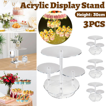 Acrylic Cake Display Stand 4PCS Multi Layer Clear Tiered Platter Wedding Party