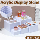 6PCS White Square Display Stand Set Stackable for Jewellery Perfume Cosmetics