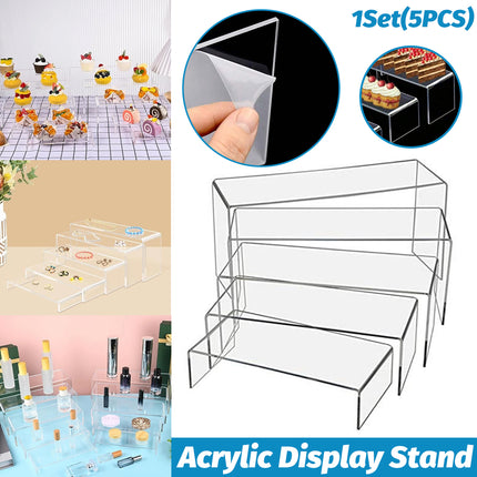 5PCS Clear Acrylic U-Shape Display Riser Set for Cake Cosmetics Retail Display