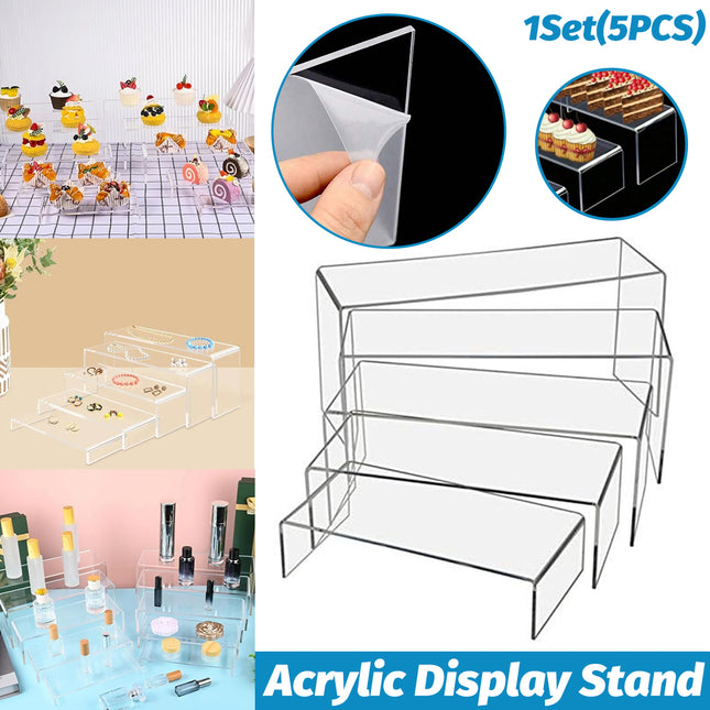 5PCS Clear Acrylic U-Shape Display Riser Set for Cake Cosmetics Retail Display