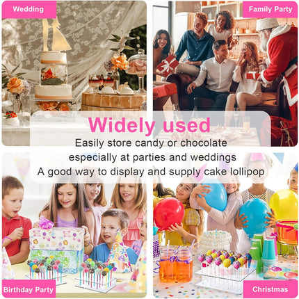 2PCS Acrylic Lollipop Display Stand 20 Holes Clear Candy Rack for Party Shop