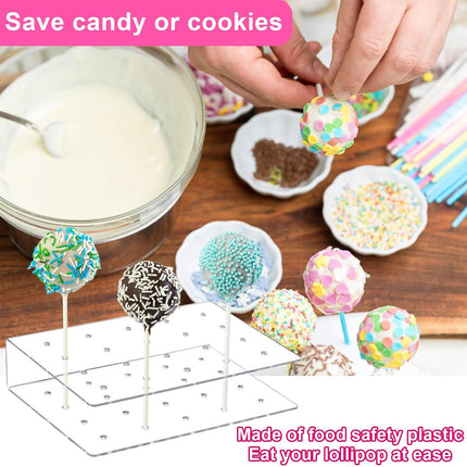 2PCS Acrylic Lollipop Display Stand 20 Holes Clear Candy Rack for Party Shop