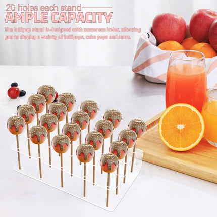 2PCS Acrylic Lollipop Display Stand 20 Holes Clear Candy Rack for Party Shop