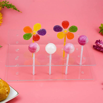 2PCS Acrylic Lollipop Display Stand 20 Holes Clear Candy Rack for Party Shop
