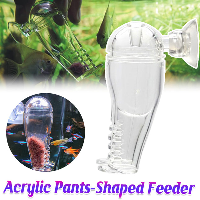 Acrylic Pants-Shape Fish Feeder 3x7.5cm Clear Durable for Aquarium Fish Tank Use