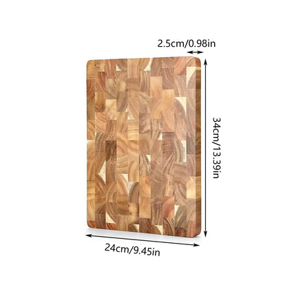 Wooden Cutting Board with Geometric Pattern Carving Serving Board Inner Handle