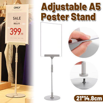 Adjustable Height 65-85cm A5 Poster Display Stand Holder for Tabletop Counter