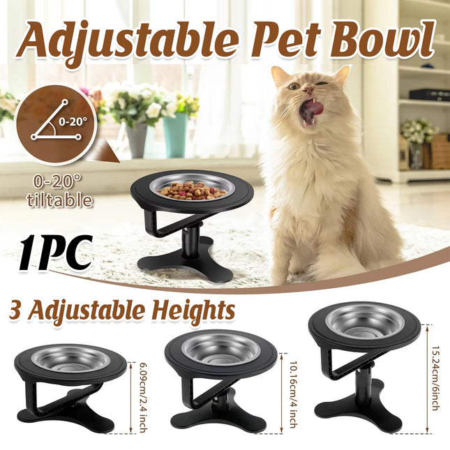Adjustable Pet Bowl Stand 3 Heights 0-20 Tilt Elevated Feeder for Dogs Cats
