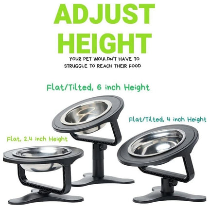 Adjustable Pet Bowl Stand 3 Heights 0-20 Tilt Elevated Feeder for Dogs Cats