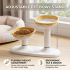 Adjustable Dual Height Pet Bowl Stand Yellow White