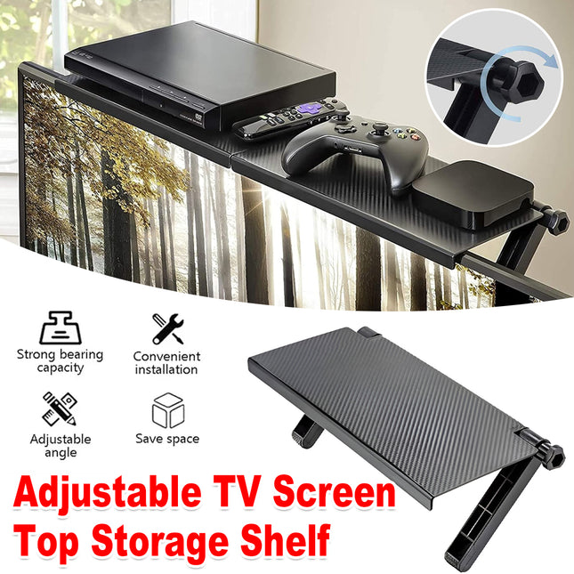 TV Screen Shelf Adjustable Bracket Storage Rack Mount Platform Organiser Holder