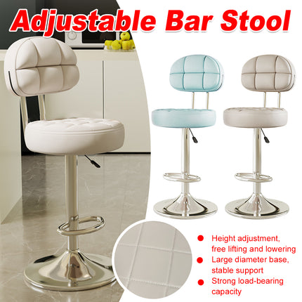 Adjustable Swivel Bar Stool with Padded Backrest - Anti-Slip Base 61-81cm