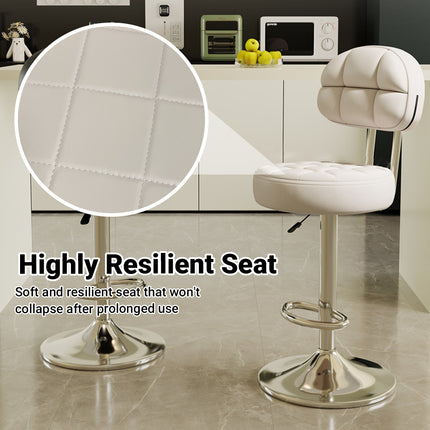 Adjustable Swivel Bar Stool with Padded Backrest - Anti-Slip Base 61-81cm