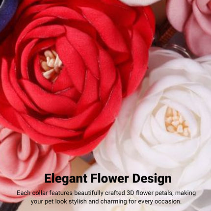 Camellia Pet Collar with Bell Adjustable for Cats Small Dogs Daily Decoration