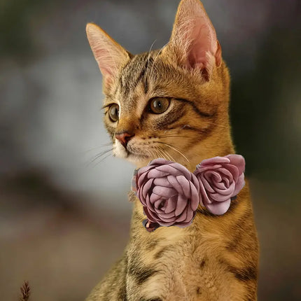 Camellia Pet Collar with Bell Adjustable for Cats Small Dogs Daily Decoration