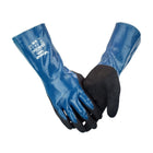Heavy Duty Nitrile Coated Work Gloves 30cm Long Cuff Oil Resistant Anti Slip