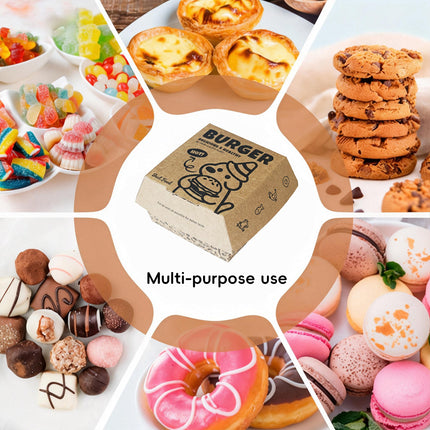 Kraft Burger Takeaway Box 100PCS Food Packaging Container With Vent Hole