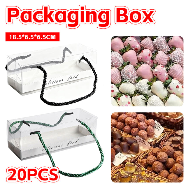 20Pcs Transparent Rectangle Blister Box For Baking Packaging Pastry Cake Holder