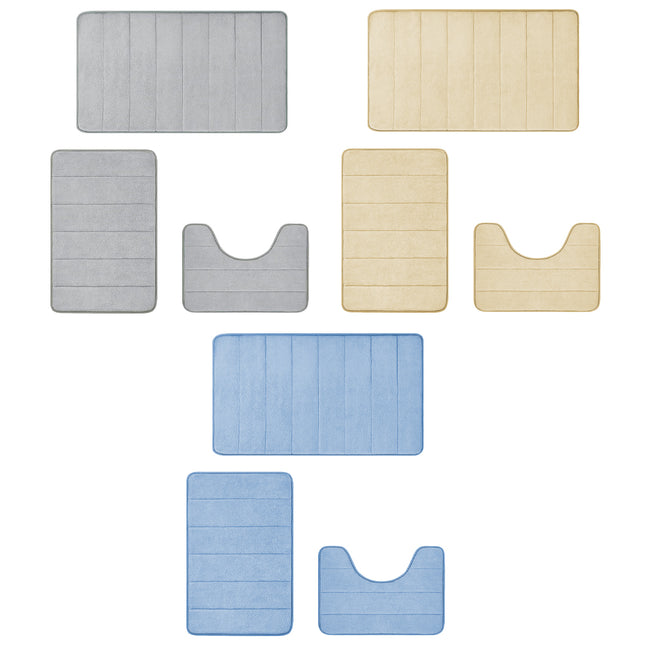 3PCS Bathroom Memory Foam Mat Set Non Slip Bath Mat Rug Durable Easy to Clean