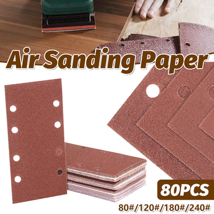 80PCS Rectangular Sanding Sheets 8 Hole Flocked Sandpaper For Polishing Wood