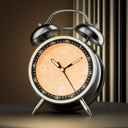Metal Bell Alarm Clock Desktop Clock Decoration BatteryOperated For Bedroom Home