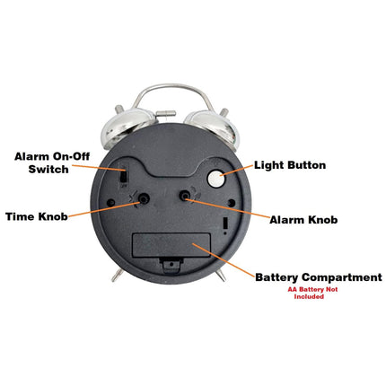 Metal Bell Alarm Clock Desktop Clock Decoration BatteryOperated For Bedroom Home