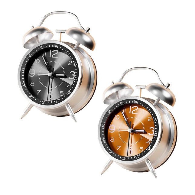Metal Bell Alarm Clock Desktop Clock Decoration BatteryOperated For Bedroom Home