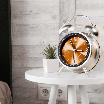Metal Bell Alarm Clock Desktop Clock Decoration BatteryOperated For Bedroom Home