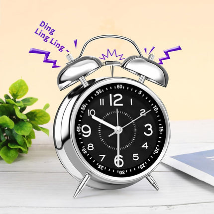 Metal Bell Alarm Clock Desktop Clock Decoration BatteryOperated For Bedroom Home