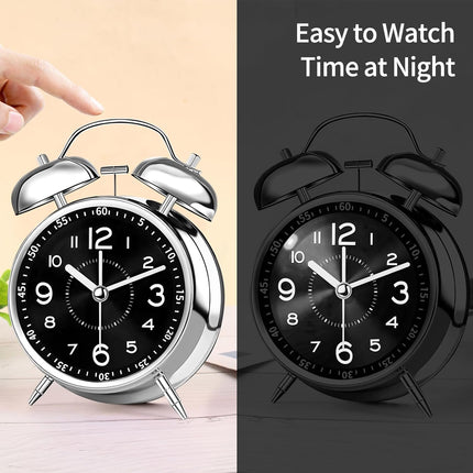 Metal Bell Alarm Clock Desktop Clock Decoration BatteryOperated For Bedroom Home