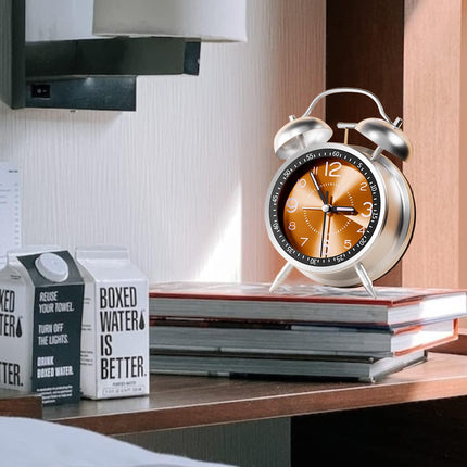 Metal Bell Alarm Clock Desktop Clock Decoration BatteryOperated For Bedroom Home