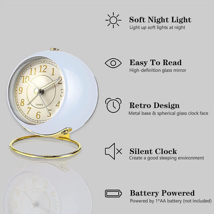 Creative Silent Battery Operated Desk Alarm Clock with Noctilucent For Bedroom
