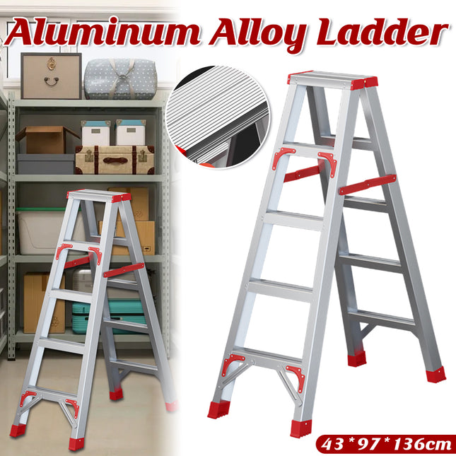 Aluminum 5 Step Folding Ladder Lightweight Stable Frame for Home Garage