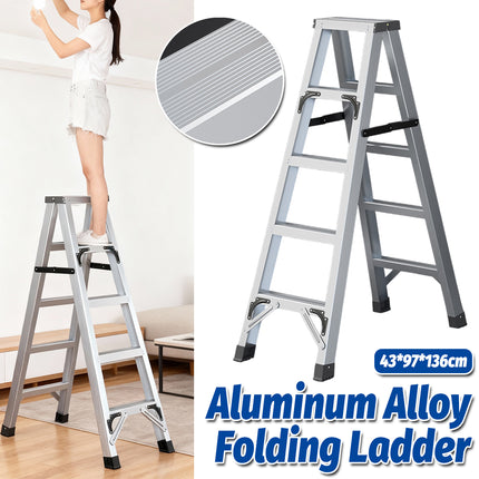 Folding Ladder 4 Step Aluminum Alloy Durable Ladder for Home Kitchen Garage Use