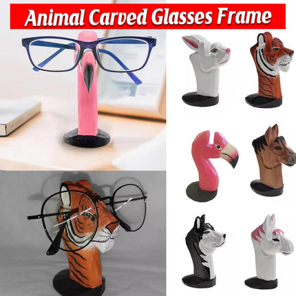 Wooden Animal Eyeglasses Holder Desktop Glasses Stand Eye Rest Ornament for Home