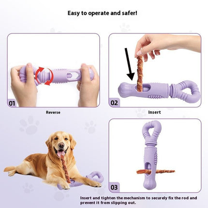 Dog Snack Stick Chew Toy Holder Slow Feeder Teething Interactive Pet Dental Play