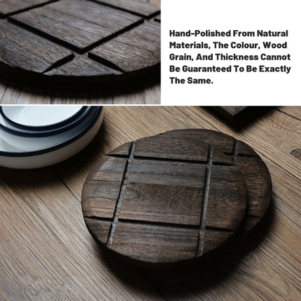 8PCS Rounded Solid Wood Tea Pot Mat Anti-Scalding Heat-Resistant Home Office Use
