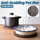 8PCS Rounded Solid Wood Tea Pot Mat Anti-Scalding Heat-Resistant Home Office Use